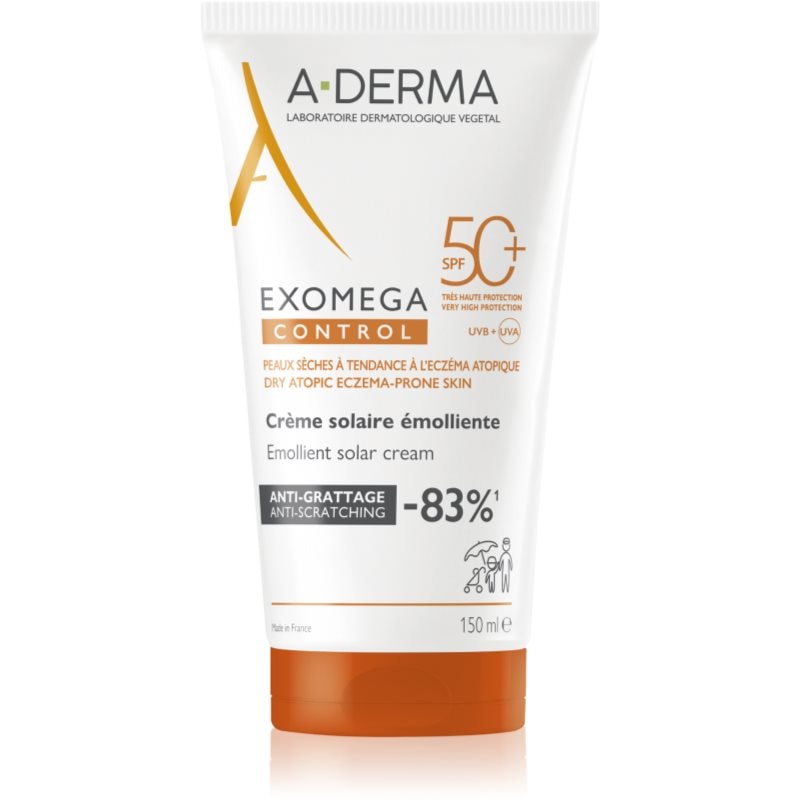 A-Derma A-Derma Exomega Control Emollient Solar Cream защитен крем за лице и тяло SPF 50+ - Унисекс парфюм 150мл - Сравни цени от 1 магазин с безплатна доставка