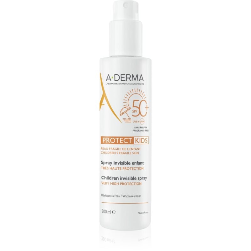 A-Derma Protect Kids Children Invisible Spray слънцезащитно мляко в спрей SPF 50+ за деца - Грижа за тяло - Сравни цени от 1 магазин с безплатна доставка