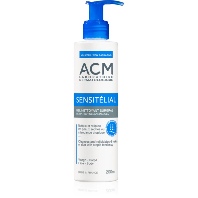 ACM Sensitélial Ultra Rich Cleansing Gel овлажняващ почистващ гел за суха към атопична кожа