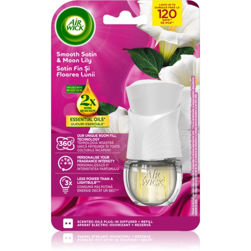 Air Wick Smooth Satin & Moon Lily Electric електрически уред за освежаване на въздуха с пълнител