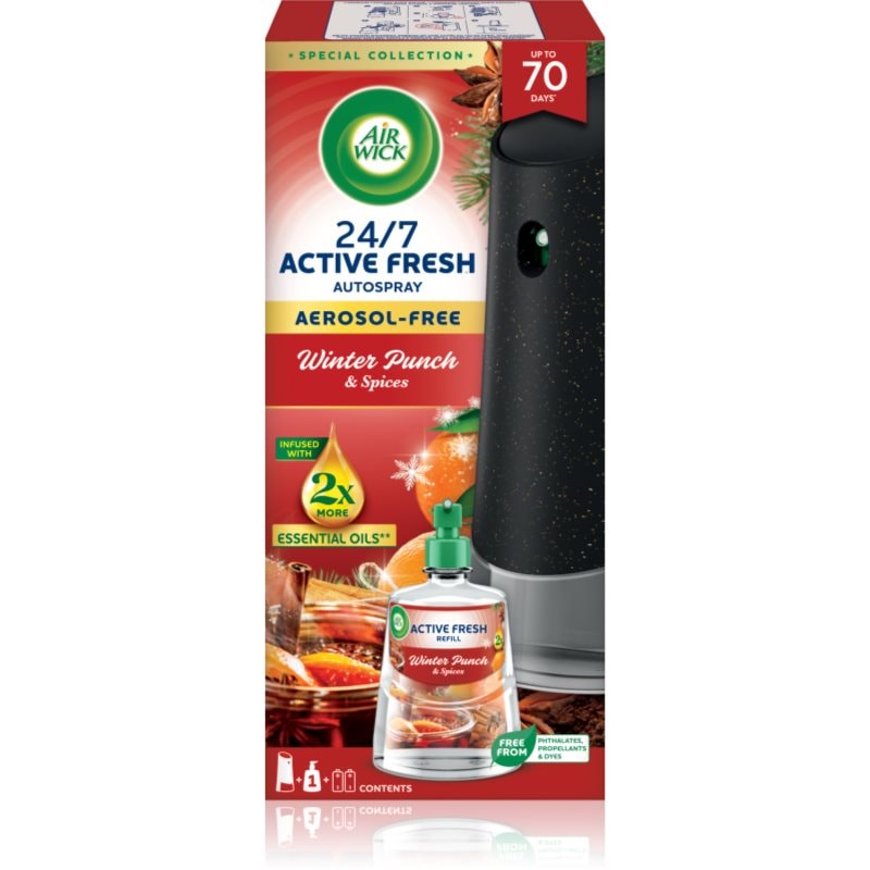 Air Wick Active Fresh Winter Punch & Spices автоматичен освежител за въздух с пълнител - Аромат - Сравни цени от 1 магазин с безплатна доставка