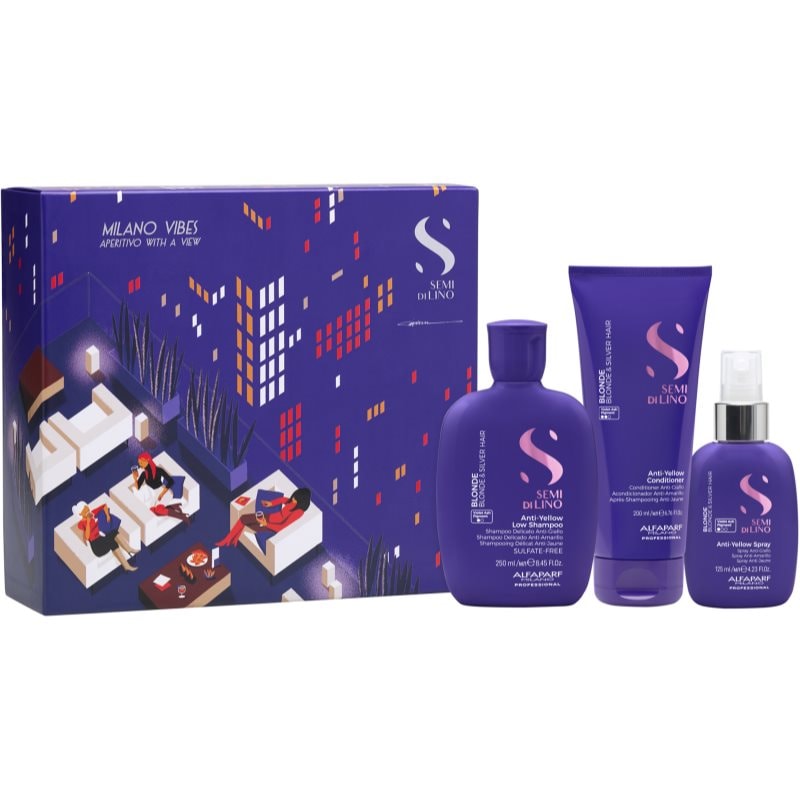 Alfaparf Milano Alfaparf Milano Semi di Lino Blonde Holiday Kit подаръчен комплект за блонд коса и коса с кичури - Унисекс парфюм - Сравни цени от 1 магазин с безплатна доставка