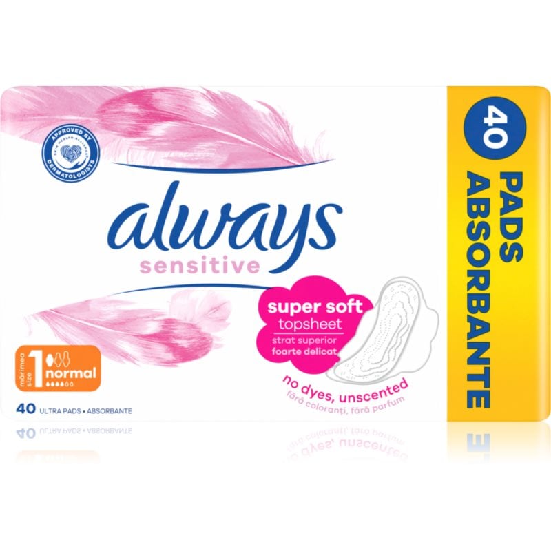 Always Sensitive Normal Plus санитарни кърпи без парфюм