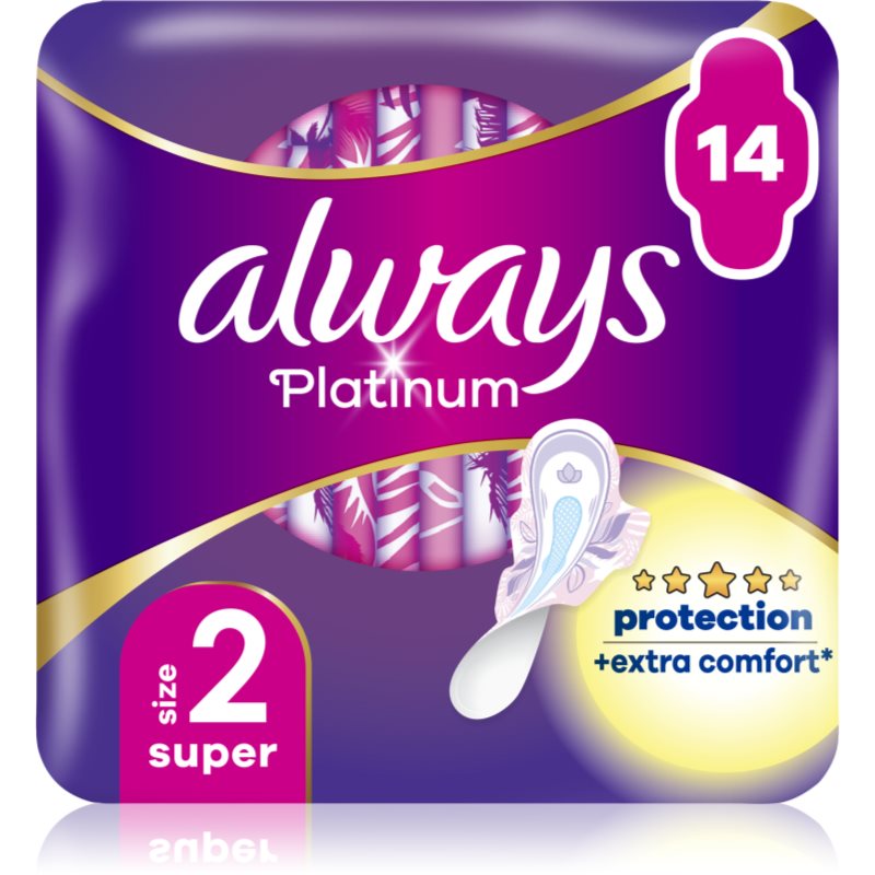 Always Platinum Super Size 2 санитарни кърпи - Грижа за тяло - Сравни цени от 1 магазин с безплатна доставка