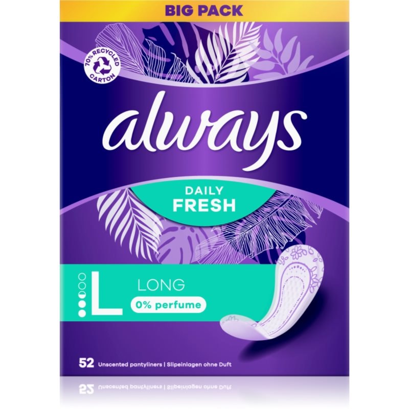 Always Daily Fresh Long дамски превръзки без парфюм - Грижа за тяло - Сравни цени от 1 магазин с безплатна доставка
