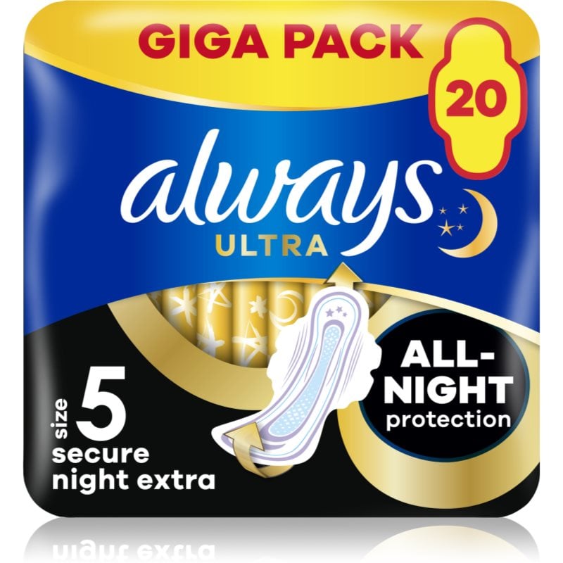 Always Ultra Secure Night Extra санитарни кърпи