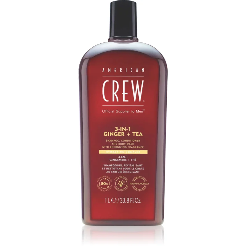 American Crew 3 in 1 Ginger + Tea 3 в 1 шампоан, балсам и душ гел за мъже