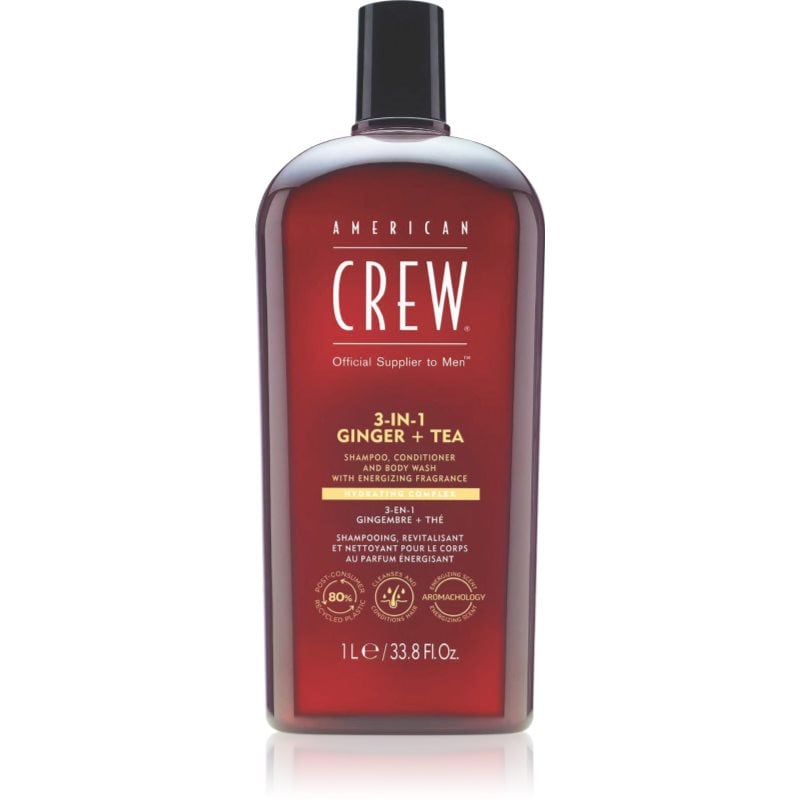 American Crew 3 in 1 Ginger + Tea 3 в 1 шампоан, балсам и душ гел за мъже