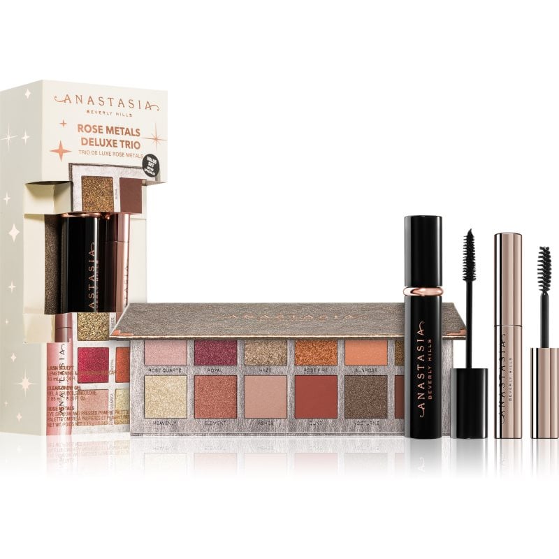 Anastasia Beverly Hills Rose Metals Deluxe Trio подаръчен комплект за очи и вежди