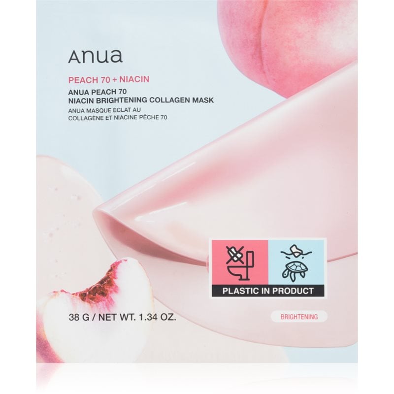 Anua Peach 70% Niacin Brightening Collagen Mask озаряваща маска за лице с колаген 1 бр.