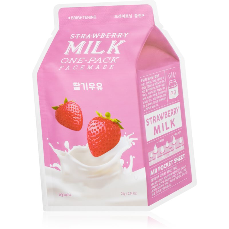 A’pieu A’pieu One-Pack Milk Mask Strawberry озаряваща платнена маска 21 гр. - Унисекс парфюм 21мл - Сравни цени от 1 магазин с безплатна доставка