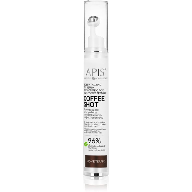 Apis Natural Cosmetics Coffee Shot озаряващ серум за околоочната зона с екстракти от кафе