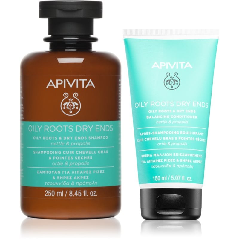 Apivita Oily Roots & Dry Ends комплект за мазен скалп и сухи краища