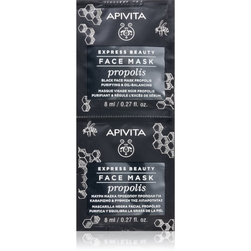 Apivita Express Beauty Purifying Face Mask Propolis почистваща черна маска за мазна кожа 2x