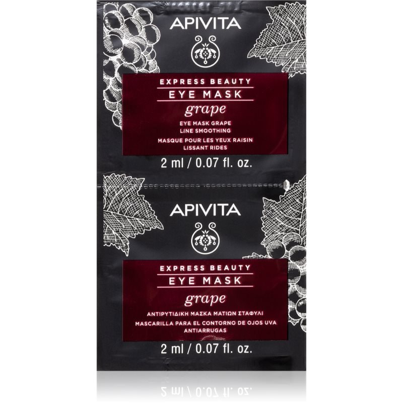 Apivita Express Beauty Line Smoothing Eye Mask Grape маска за очи с изглаждащ ефект 2 x - Грижа за лице - Сравни цени от 1 магазин с безплатна доставка