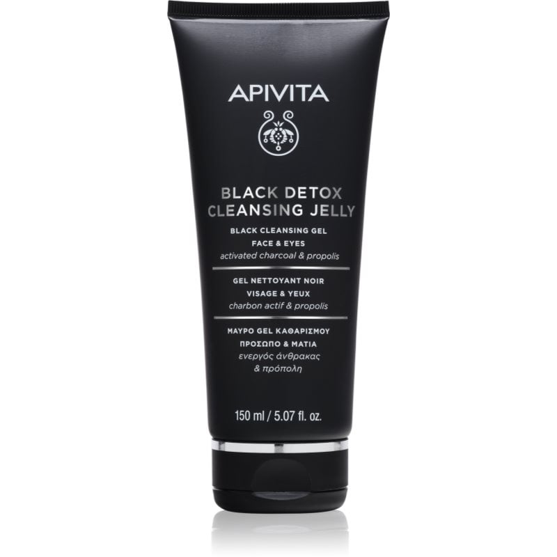 Apivita Cleansing Black Detox Cleansing Gel почистващ гел с активен въглен за лице и очи