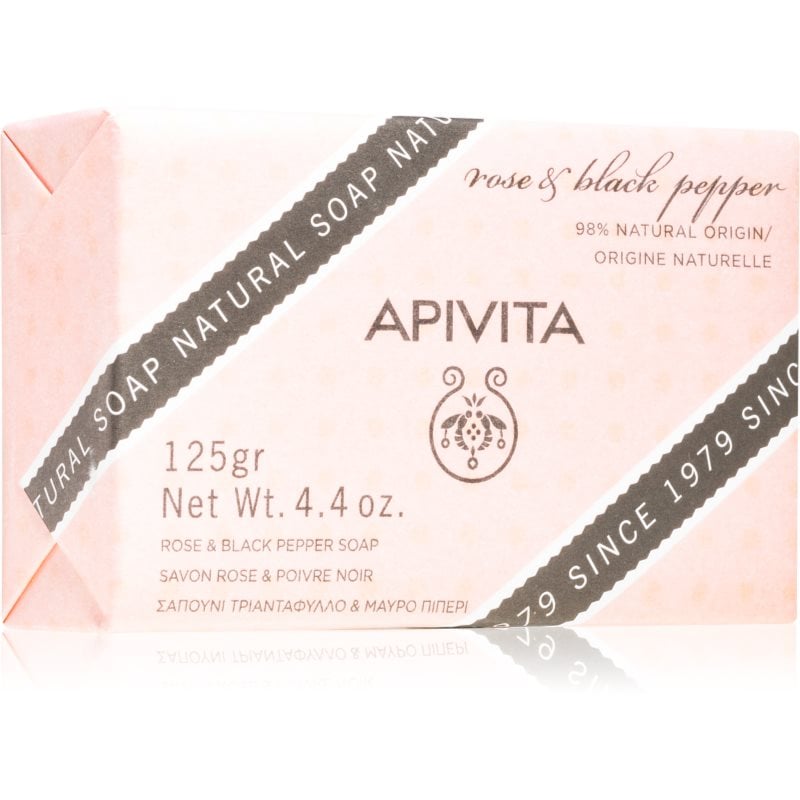 Apivita Natural Soap Rose & Black Pepper почистващ твърд сапун