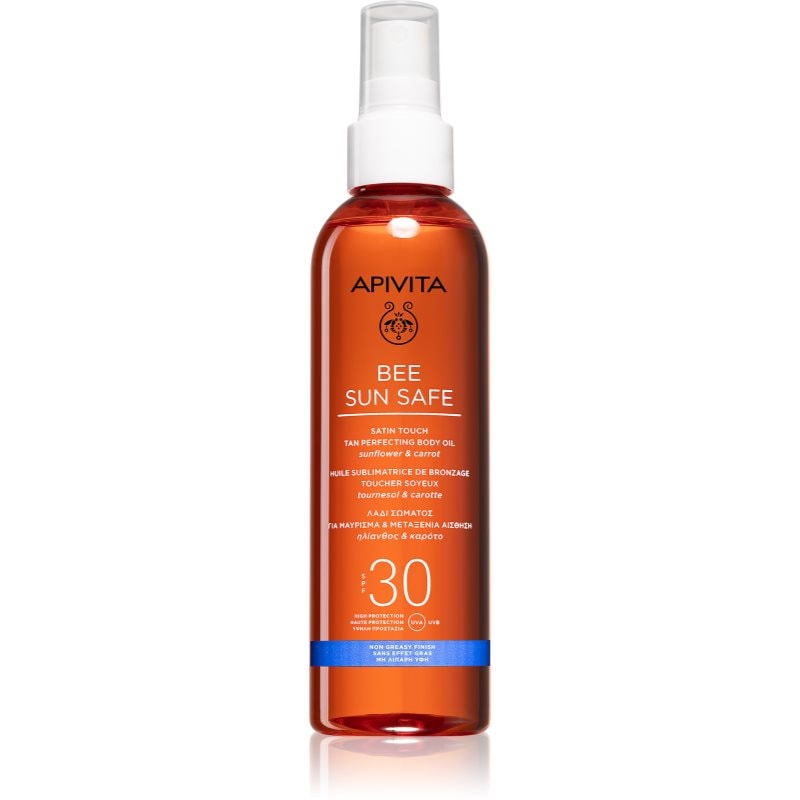 Apivita Apivita Bee Sun Safe Satin Touch Oil SPF30 олио за загар SPF 30 - Унисекс парфюм 200мл - Сравни цени от 1 магазин с безплатна доставка
