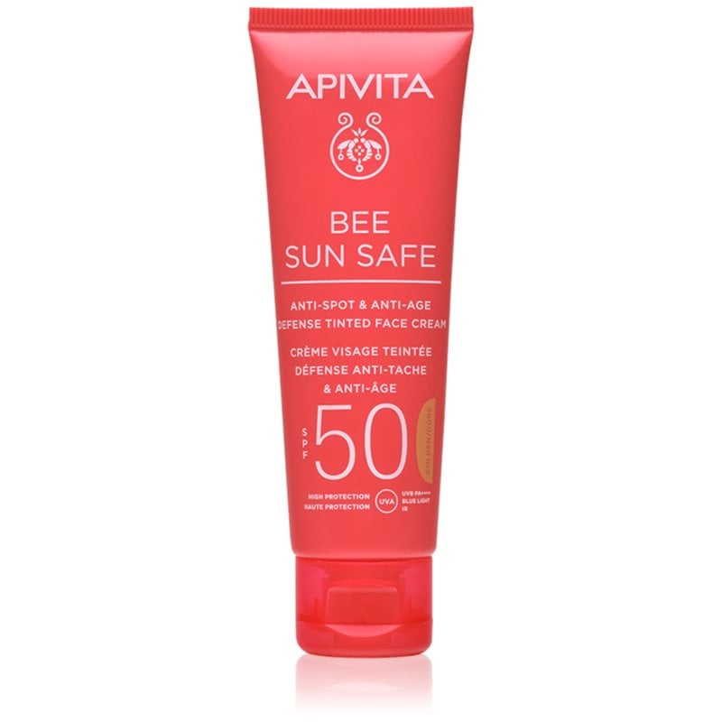 Apivita Bee Sun Safe Anti-Spot and Anti-Age Tinted Face Cream SPF50 защитен тониращ крем за лице SPF 50