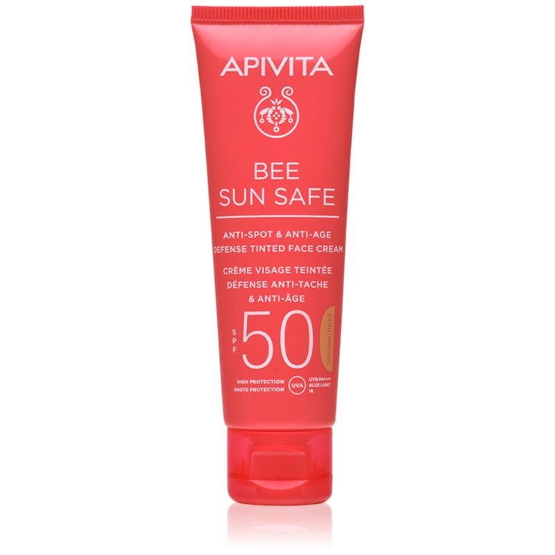 Apivita Bee Sun Safe Anti-Spot and Anti-Age Tinted Face Cream SPF50 защитен тониращ крем за лице SPF 50 - Грижа за лице - Сравни цени от 1 магазин с безплатна доставка