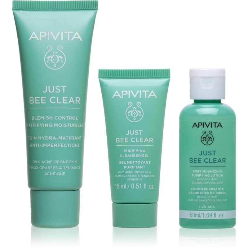 Apivita Just Bee Clear Routine Mini Set комплект против акне