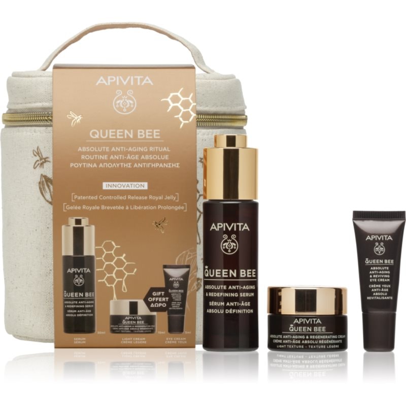Apivita Queen Bee Anti-Aging Routine Set (with Light Cream) комплект за грижа за лицето с анти-бръчков ефект - Комплект - Сравни цени от 1 магазин с безплатна доставка