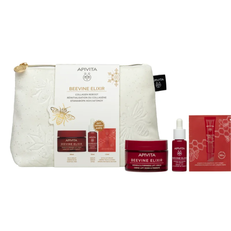 Apivita Beevine Elixir Gift Pouch (with Rich Cream) коледен подаръчен комплект за стягане на кожата - Комплект - Сравни цени от 1 магазин с безплатна доставка