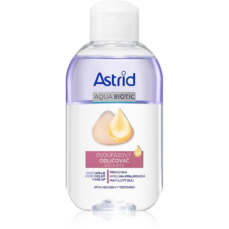 Astrid Aqua Biotic двуфазен продукт за премахване на грим от очите и устните