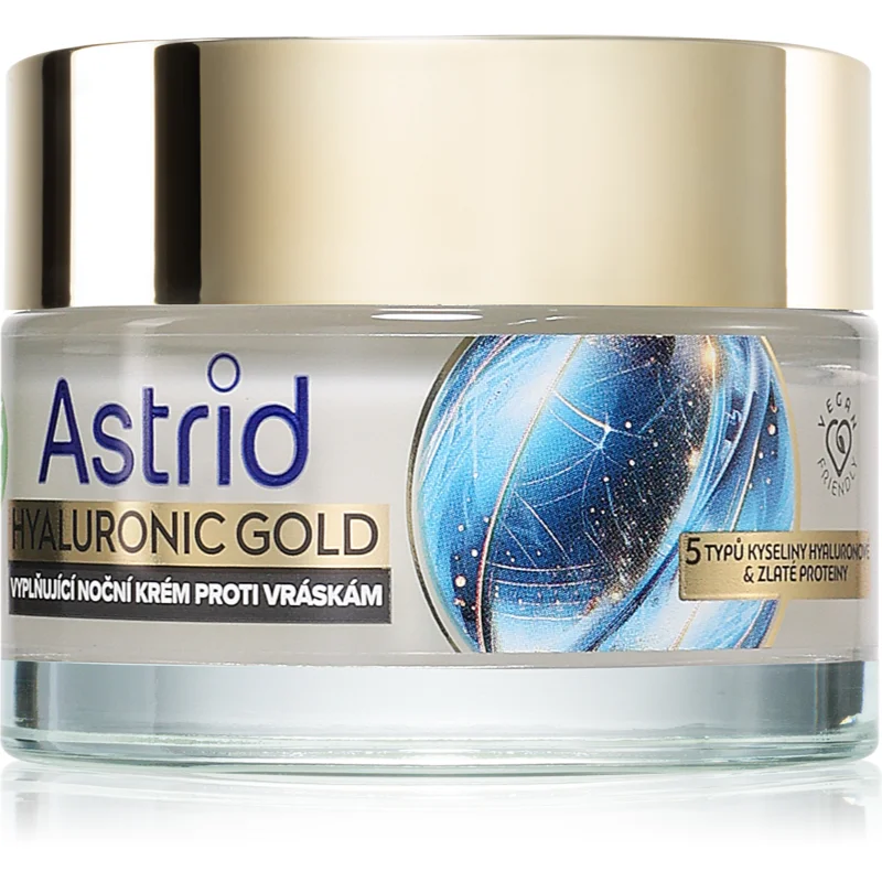 Astrid Hyaluronic Gold нощен крем против бръчки с протеини - Грижа за лице - Сравни цени от 1 магазин с безплатна доставка