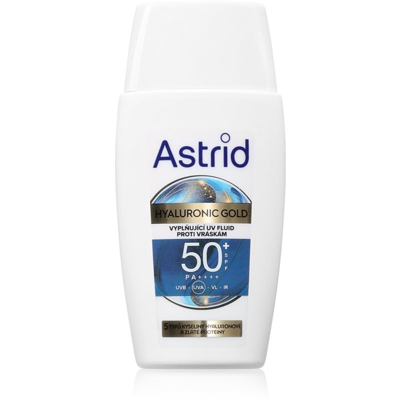 Astrid Hyaluronic Gold защитен флуид SPF 50 - Грижа за тяло - Сравни цени от 1 магазин с безплатна доставка