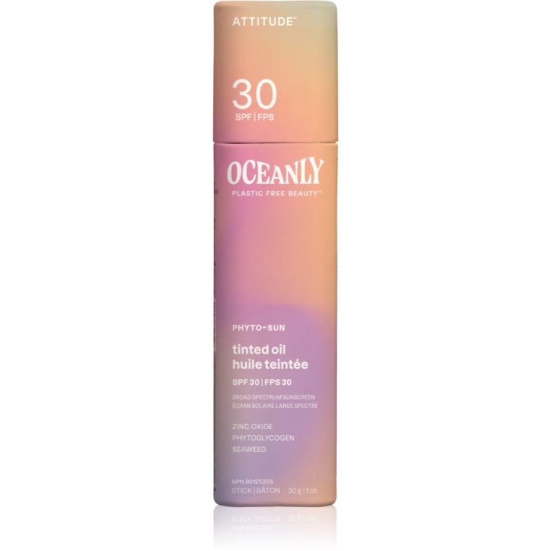 Attitude Oceanly Plastic Free Beauty подхранващо масло да уеднакви цвета на кожата SPF 30