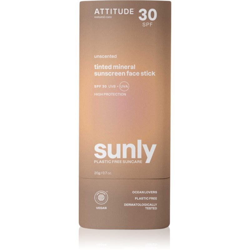 Attitude Sunly Tinted Face Stick слънцезащитен минерален крем в стик SPF 30 20 гр.