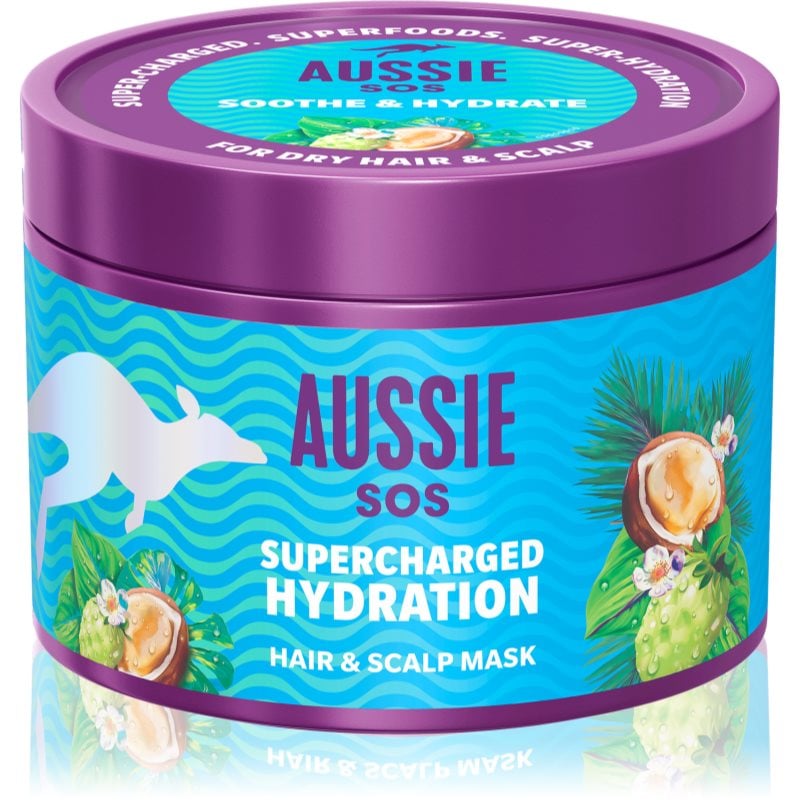 Aussie SOS Supercharged Hydration успокояваща хидратираща маска за коса и скалп