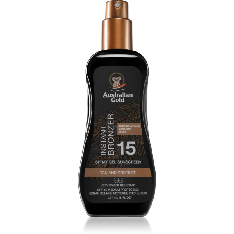 Australian Gold Spray Gel Sunscreen With Instant Bronzer бронзиращ спрей SPF 15