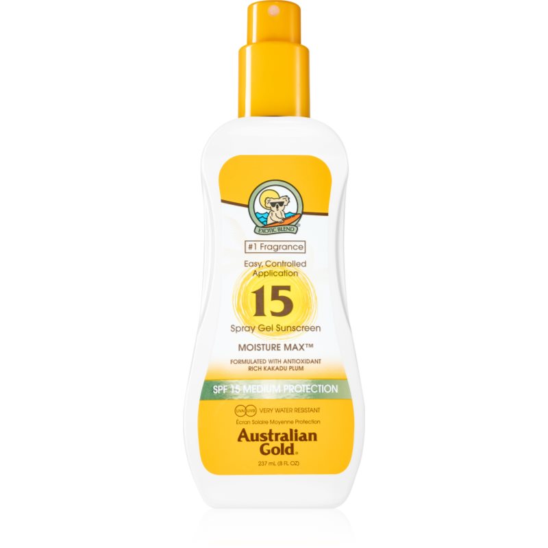 Australian Gold Australian Gold Spray Gel Sunscreen защитен спрей против слънчеви лъчи SPF 15 - Унисекс парфюм 237мл - Сравни цени от 1 магазин с безплатна доставка