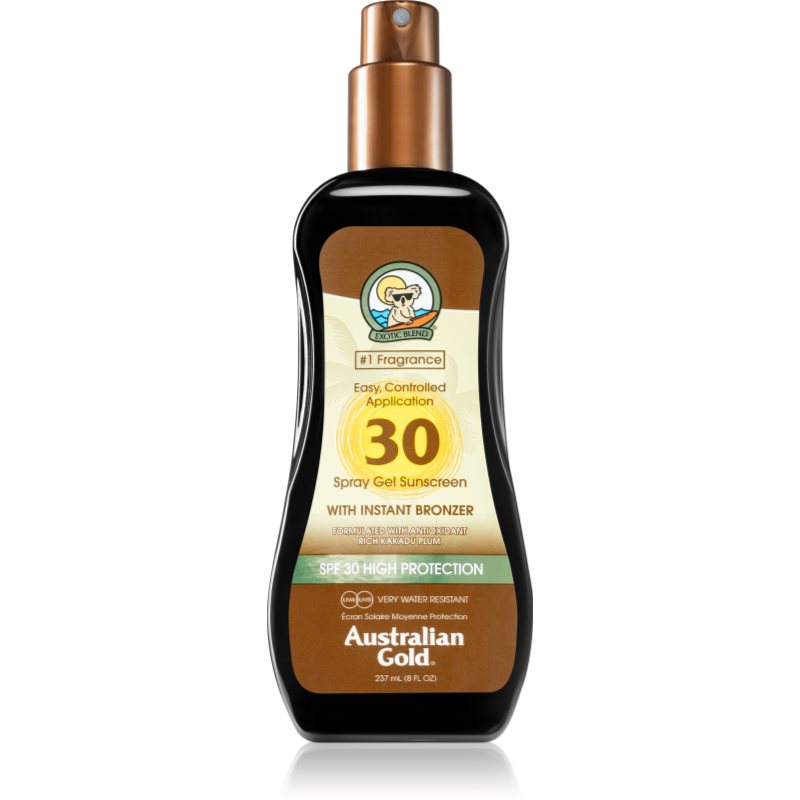 Australian Gold Australian Gold Spray Gel Sunscreen With Instant Bronzer тониращ защитен гел SPF 30 - Унисекс парфюм 237мл - Сравни цени от 1 магазин с безплатна доставка