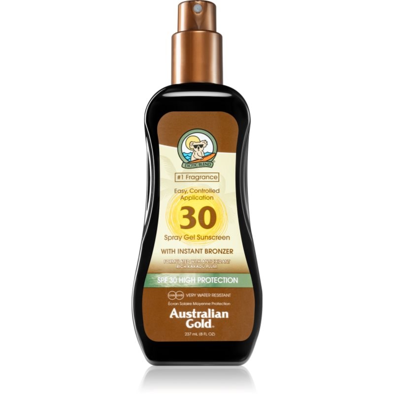 Australian Gold Spray Gel Sunscreen With Instant Bronzer тониращ защитен гел SPF 30 - Грижа за тяло - Сравни цени от 1 магазин с безплатна доставка