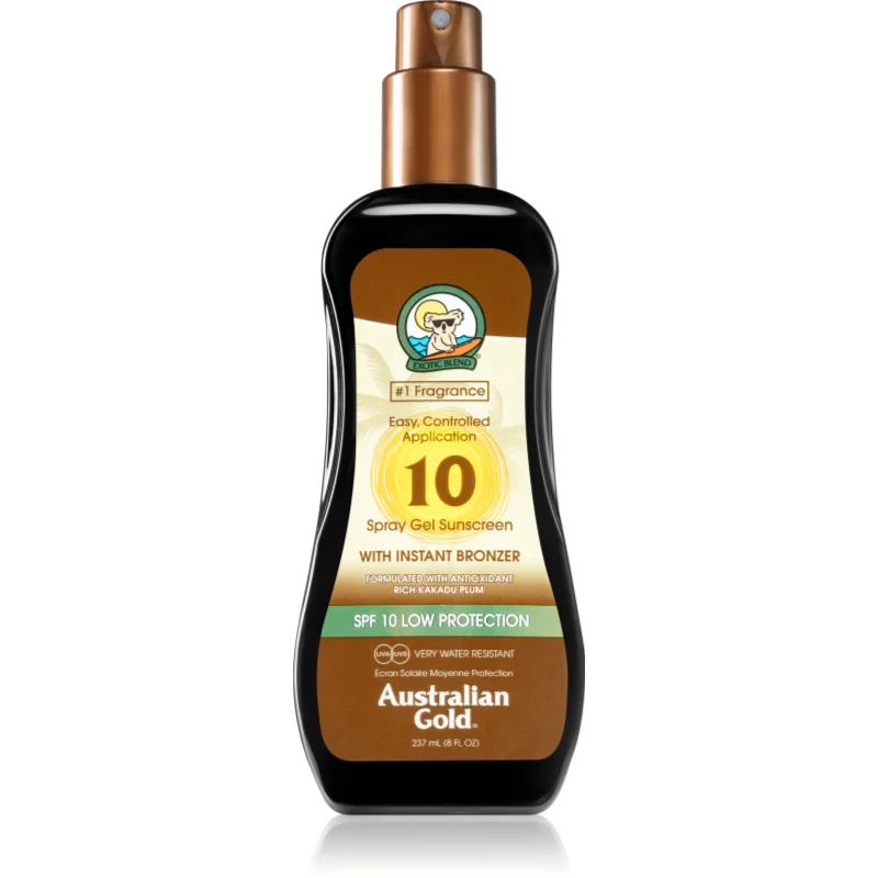 Australian Gold Spray Gel Sunscreen With Instant Bronzer слънцезащитен спрей с бронзър SPF 10