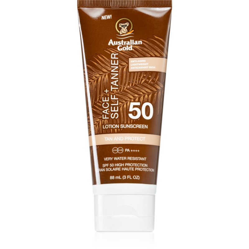 Australian Gold Face + Self Tanner автобронзант крем за лице SPF 50 - Грижа за лице - Сравни цени от 1 магазин с безплатна доставка