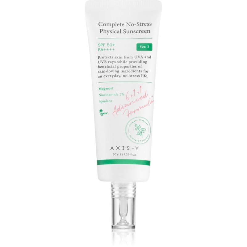 AXIS-Y 6+1+1 Advanced Formula Complete No-Stress Physical Sunscreen лек защитен крем за лице SPF 50+ - Грижа за лице - Сравни цени от 1 магазин с безплатна доставка