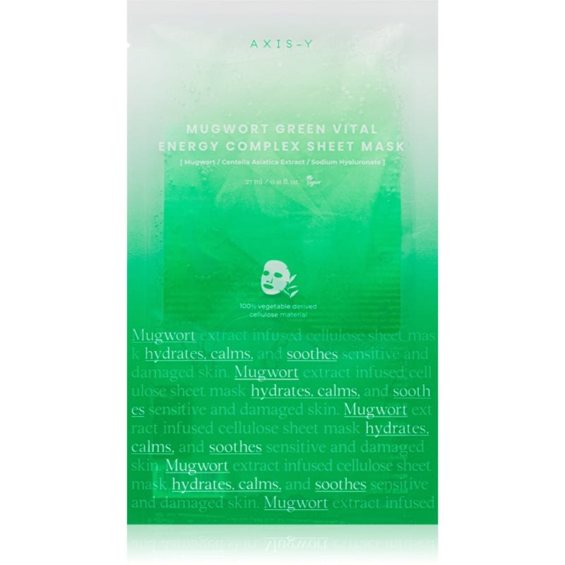 AXIS-Y Mugwort Green Vital Energy Complex Sheet Mask платнена маска за лице с хидратиращ и успокояващ ефект