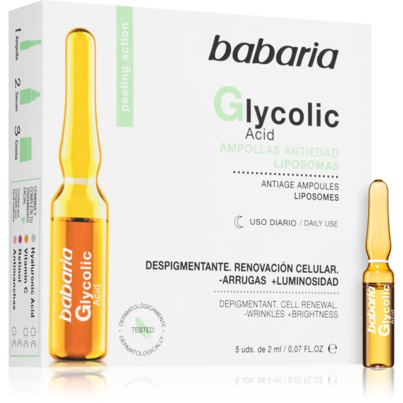 Babaria Glycolic Acid озаряващ серум против бръчки в ампули 5x - Грижа за лице - Сравни цени от 1 магазин с безплатна доставка