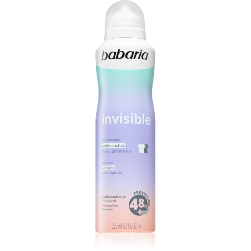 Babaria Deodorant Invisible антиперспирант-спрей срещу бели и жълти петна - Грижа за тяло - Сравни цени от 1 магазин с безплатна доставка