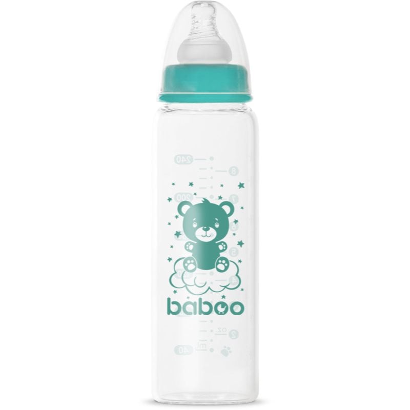 Baboo Anti-colic Glass Feeding Bottle Narrow Neck стъклено бебешко шише 3m+