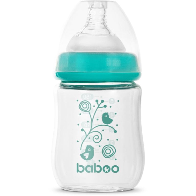 Baboo Anti-colic Glass Feeding Bottle Wide Neck стъклено бебешко шише 0m+