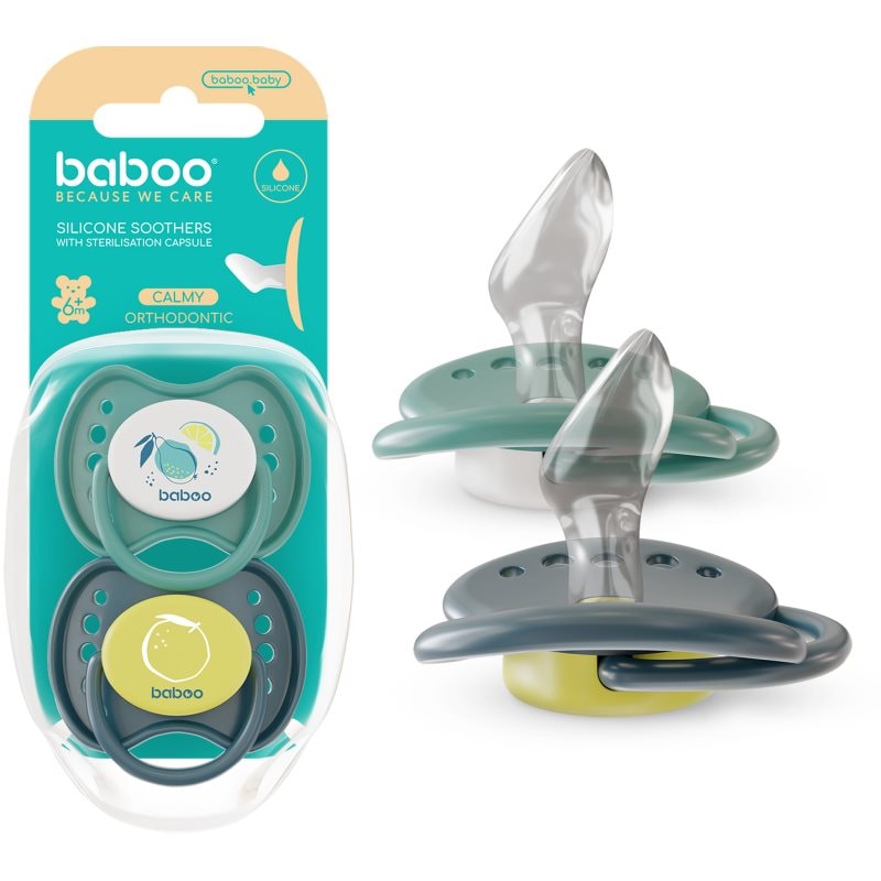 Baboo Soothers Silicone Orthodontic with Case биберон Lagoon Fiesta 6-12 m - За деца - Сравни цени от 1 магазин с безплатна доставка