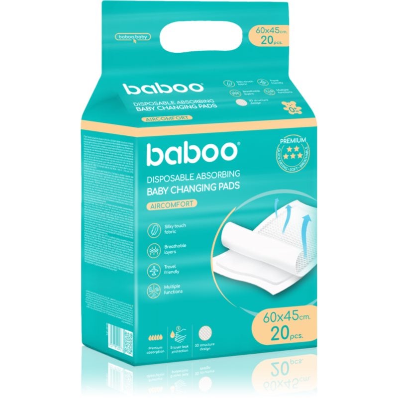 Baboo AirComfort Disposable Absorbing Changing Pads еднократни подложки за смяна на пелените 60×45 cm