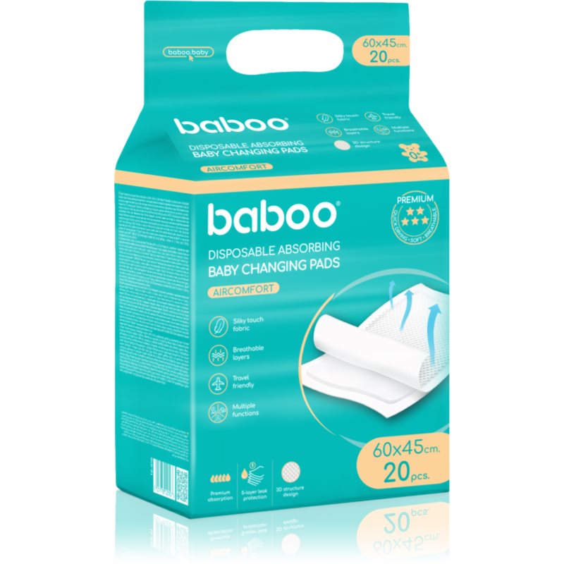 Baboo AirComfort Disposable Absorbing Changing Pads еднократни подложки за смяна на пелените 60×45 cm - Грижа за тяло - Сравни цени от 1 магазин с безплатна доставка