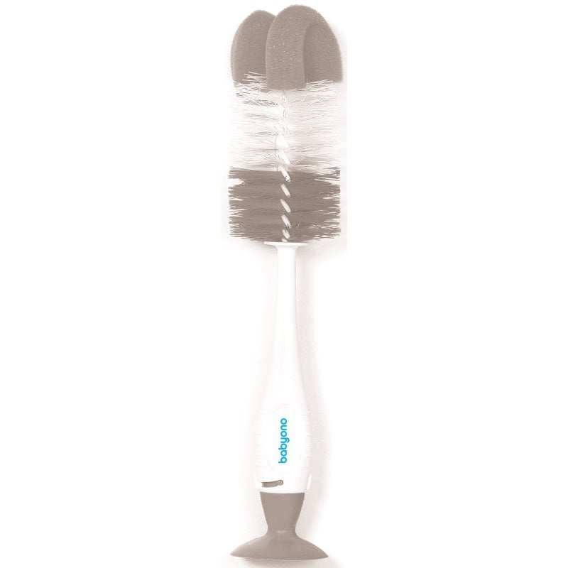 BabyOno Take Care Brush for Bottles and Teats четка за почистване 2 в 1 Grey