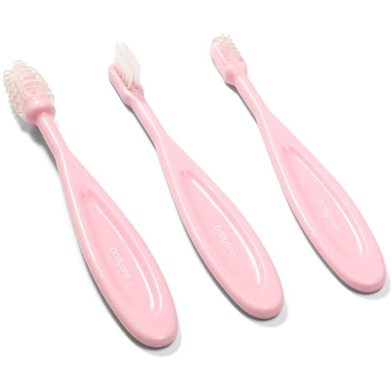 BabyOno Toothbrush четка за зъби за деца Pink 3 бр.